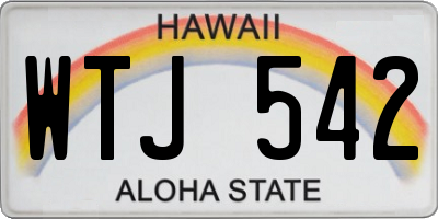 HI license plate WTJ542