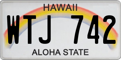 HI license plate WTJ742