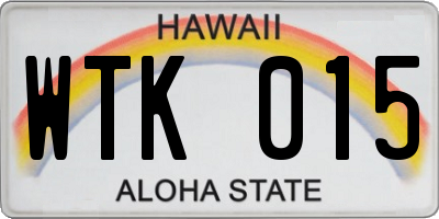 HI license plate WTK015