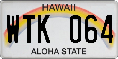 HI license plate WTK064