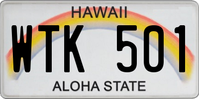 HI license plate WTK501