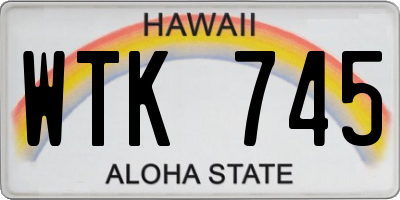 HI license plate WTK745