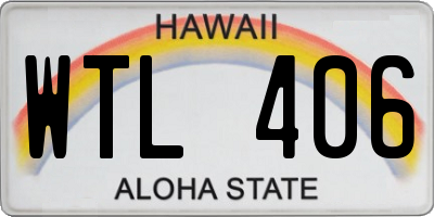 HI license plate WTL406