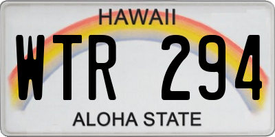 HI license plate WTR294