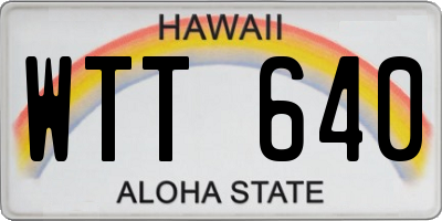HI license plate WTT640