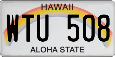HI license plate WTU508