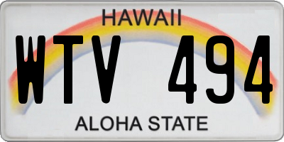 HI license plate WTV494