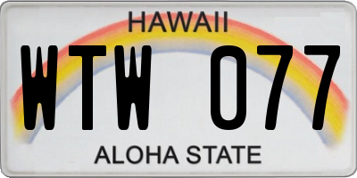 HI license plate WTW077