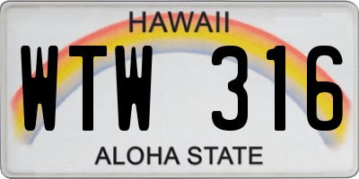 HI license plate WTW316