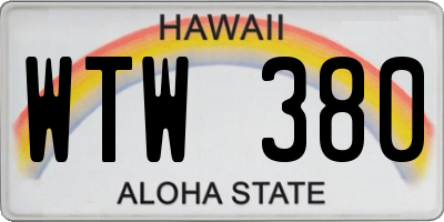 HI license plate WTW380