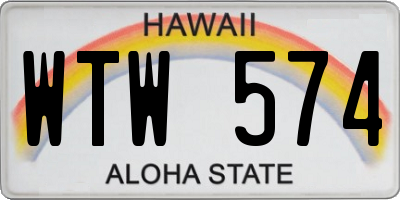 HI license plate WTW574