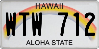 HI license plate WTW712