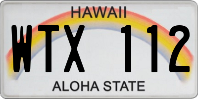 HI license plate WTX112