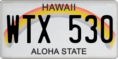HI license plate WTX530