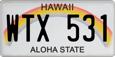 HI license plate WTX531
