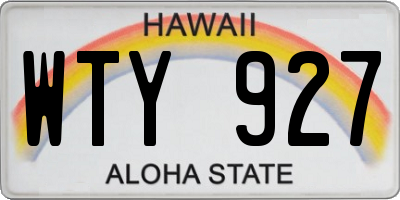 HI license plate WTY927