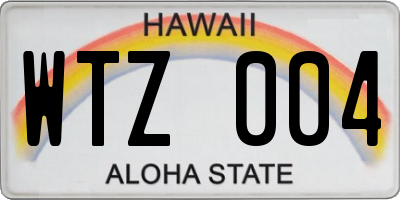 HI license plate WTZ004