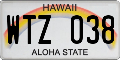 HI license plate WTZ038