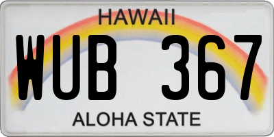 HI license plate WUB367