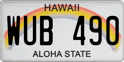 HI license plate WUB490
