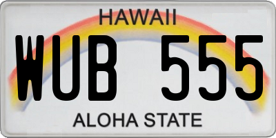 HI license plate WUB555