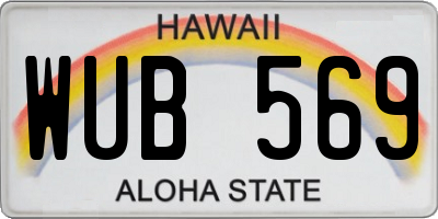 HI license plate WUB569
