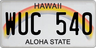 HI license plate WUC540