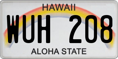 HI license plate WUH208