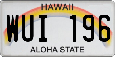 HI license plate WUI196