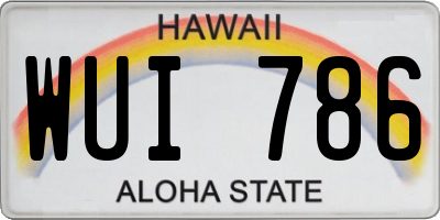 HI license plate WUI786