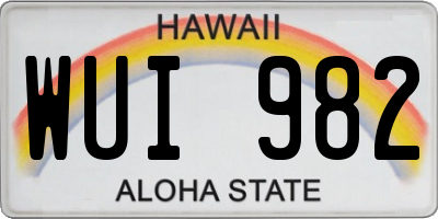 HI license plate WUI982