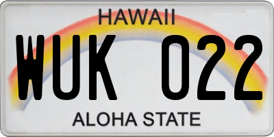 HI license plate WUK022