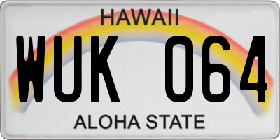 HI license plate WUK064