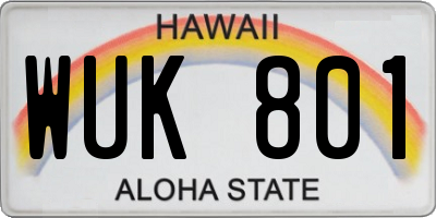 HI license plate WUK801
