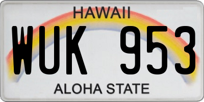 HI license plate WUK953