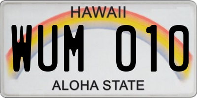 HI license plate WUM010