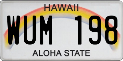 HI license plate WUM198
