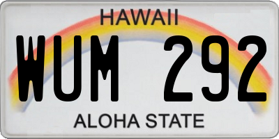 HI license plate WUM292