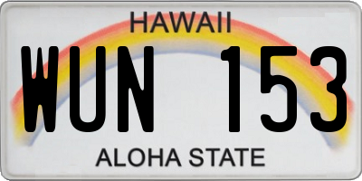 HI license plate WUN153