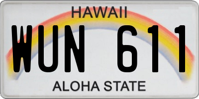 HI license plate WUN611