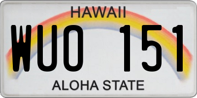 HI license plate WUO151