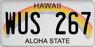 HI license plate WUS267