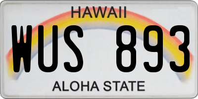HI license plate WUS893