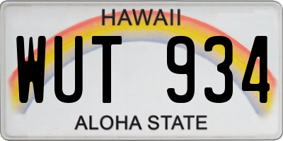 HI license plate WUT934