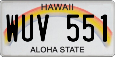 HI license plate WUV551