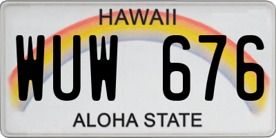 HI license plate WUW676
