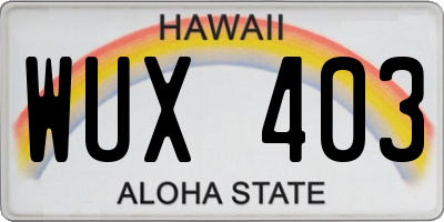 HI license plate WUX403