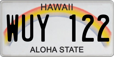 HI license plate WUY122