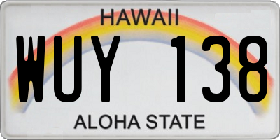HI license plate WUY138