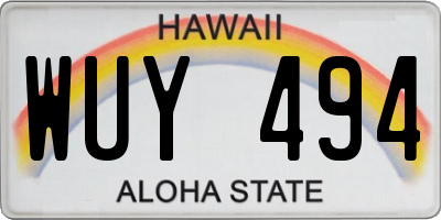 HI license plate WUY494